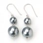 Gray Glass Pearl Dangle Earrings 925 Sterling Silver Summer Sale Free Ship