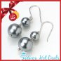 Gray Glass Pearl Dangle Earrings 925 Sterling Silver Summer Sale Free Ship