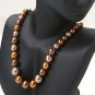 Sterling Silver Lobster Clasp Tonal Brown Glass Pearl 15" Necklace New Free Ship