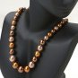 Sterling Silver Lobster Clasp Tonal Brown Glass Pearl 15" Necklace New Free Ship