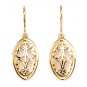 925 Sterling Silver Dangle Earrings Gold Plating Gift Jewelry Oval New Free Ship