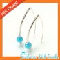 Tubular Endless Blue Cat Eye .925 Sterling Silver Earrings Classic New Gift