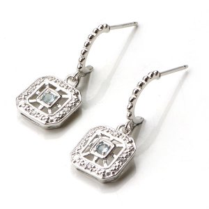 Genuine Blue Topaz Square Dangle New 925 Sterling Silver Earrings Free Shipping