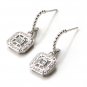 Genuine Blue Topaz Square Dangle New 925 Sterling Silver Earrings Free Shipping
