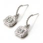 Genuine Blue Topaz Square Dangle New 925 Sterling Silver Earrings Free Shipping