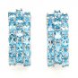 Luxury 925 Sterling Silver Hoop Huggie Earring Gen Blue Topaz Dec New Free Ship