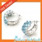Luxury 925 Sterling Silver Hoop Huggie Earring Gen Blue Topaz Dec New Free Ship