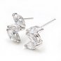 3 Marquise Cubic Zirconia 925 Sterling Silver Stud Earrings New Free Shipping