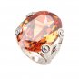 New Fashion Champagne Cubic Zirconia 925 Sterling Silver Ring Free Shipping