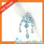 Deluxe Gen Blue Topaz Dec Sterling Silver Chandelier Stud Earrings New Free Ship