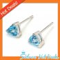 Dec Birthstone Genuine Blue Topaz 925 Sterling Silver Stud Earring New Free Ship
