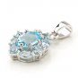 Genuine Blue Topaz 925 Sterling Silver Flower Pendant Dec Birth New Free Ship
