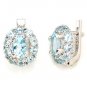 Sterling Silver Clip Earring Gen Sky Blue Topaz Dec New Flower Free Ship Bouquet