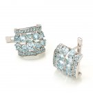 Luxury Gen Blue Topaz 925 Sterling Silver Clip Earrings Dec Month New Free Ship