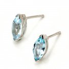 Big Amazzing Gen Blue Topaz 925 Sterling Silver Stud Earrings Dec New Free Ship