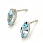Big Amazzing Gen Blue Topaz 925 Sterling Silver Stud Earrings Dec New Free Ship