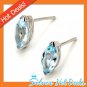 Big Amazzing Gen Blue Topaz 925 Sterling Silver Stud Earrings Dec New Free Ship
