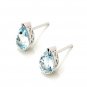 Genuine Blue Topaz Dec Big 925 Sterling Silver Pear Stud Earring New Free Ship