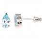 Genuine Blue Topaz Dec Big 925 Sterling Silver Pear Stud Earring New Free Ship
