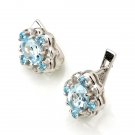 Blue Sky Topaz Gen 925 Sterling Silver Clip Earring Dec Birth New Free Ship