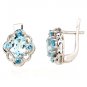 Blue Sky Topaz Gen 925 Sterling Silver Clip Earring Dec Birth New Free Ship