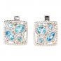 925 STERLING SILVER SQUARE BLUE TOPAZ EARRINGS GENUINE