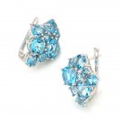 925 Sterling Silver Clip Earring Genuine Blue Topaz Dec Birthstone New Free Ship