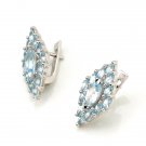 Impressive 925 Sterling Silver Clip Earrings Gen Blue Topaz Dec New Free Ship