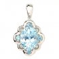 925 Sterling Silver Oval Pendant Genuine Sky Blue Topaz Dec Month New Free Ship