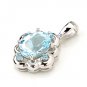 925 Sterling Silver Oval Pendant Genuine Sky Blue Topaz Dec Month New Free Ship