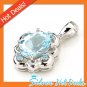 925 Sterling Silver Oval Pendant Genuine Sky Blue Topaz Dec Month New Free Ship
