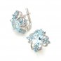 925 STERLING SILVER FLOWER EARRINGS BLUE TOPAZ GENUINE