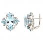 925 STERLING SILVER FLOWER EARRINGS BLUE TOPAZ GENUINE