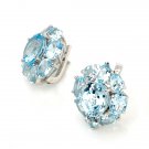 Plug Clip Earrings 925 Sterling Silver Genuine Blue Topaz Sky Dec New Free Ship