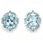 Plug Clip Earrings 925 Sterling Silver Genuine Blue Topaz Sky Dec New Free Ship