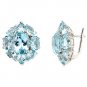 Plug Clip Earrings 925 Sterling Silver Genuine Blue Topaz Sky Dec New Free Ship