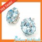 Plug Clip Earrings 925 Sterling Silver Genuine Blue Topaz Sky Dec New Free Ship