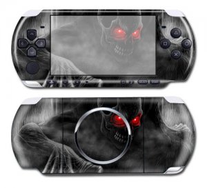 NEW Sony PSP 3000 3 Slim Sticker Darkness Cyber Skull Vinyl Skin Decal A060