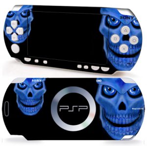 NEW Sony PSP 2000 2 Slim Sticker Vinyl Skin Decal Blue Skull Pattern P042