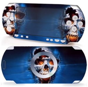 NEW Sony PSP 2000 2 Slim Sticker Vinyl Skin Decal Blue Skull Pattern P380