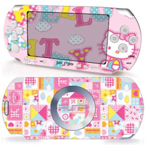 NEW Sony PSP 2000 2 Slim Sticker Vinyl Skin Decal Hello Kitty Pink Pattern P391