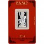 AUTHENTIC-2014 - 10 gram Silver Bar - PAMP Suisse - Lunar Year of the Horse - .999 Fine in Assay