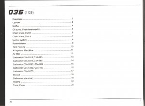 Saw Parts List Stihl 036 Saw Parts List Stihl 036
