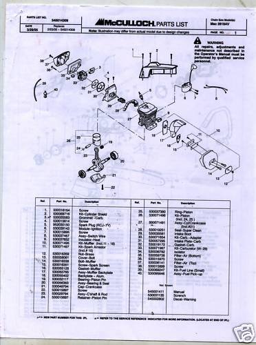 Mcculloch 3200 parts manual