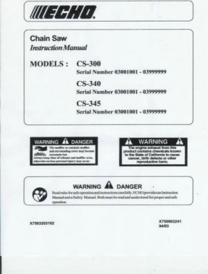 ECHO  CS-300,CS-340, CS_345 Chain Saw Instruction Manual