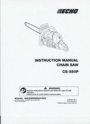 ECHO  CS-550P Chain Saw Instruction Manual