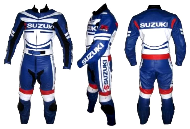 Custom made Suzuki Leather Motorbike Racing Suit With Protection