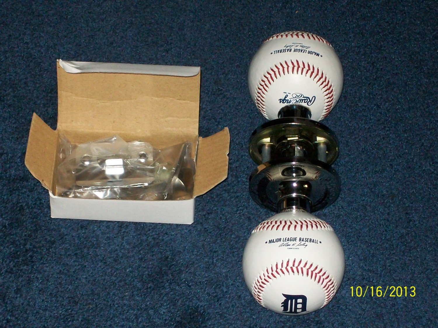Baseball Doorknob made with genuine Rawlings TEAM LOGO baseballs