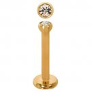 16ga 8mm Steel Gold Plated Internal Thread Labret Lip Monroe Tragus Gem