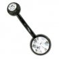 14g 5/16 8mm Double Stone Black Plated Navel Belly Button Rings Bar